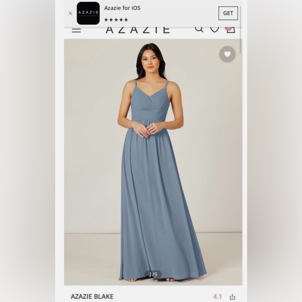 Azazie Blake Bridesmaid’s Dress (Dusty Blue)